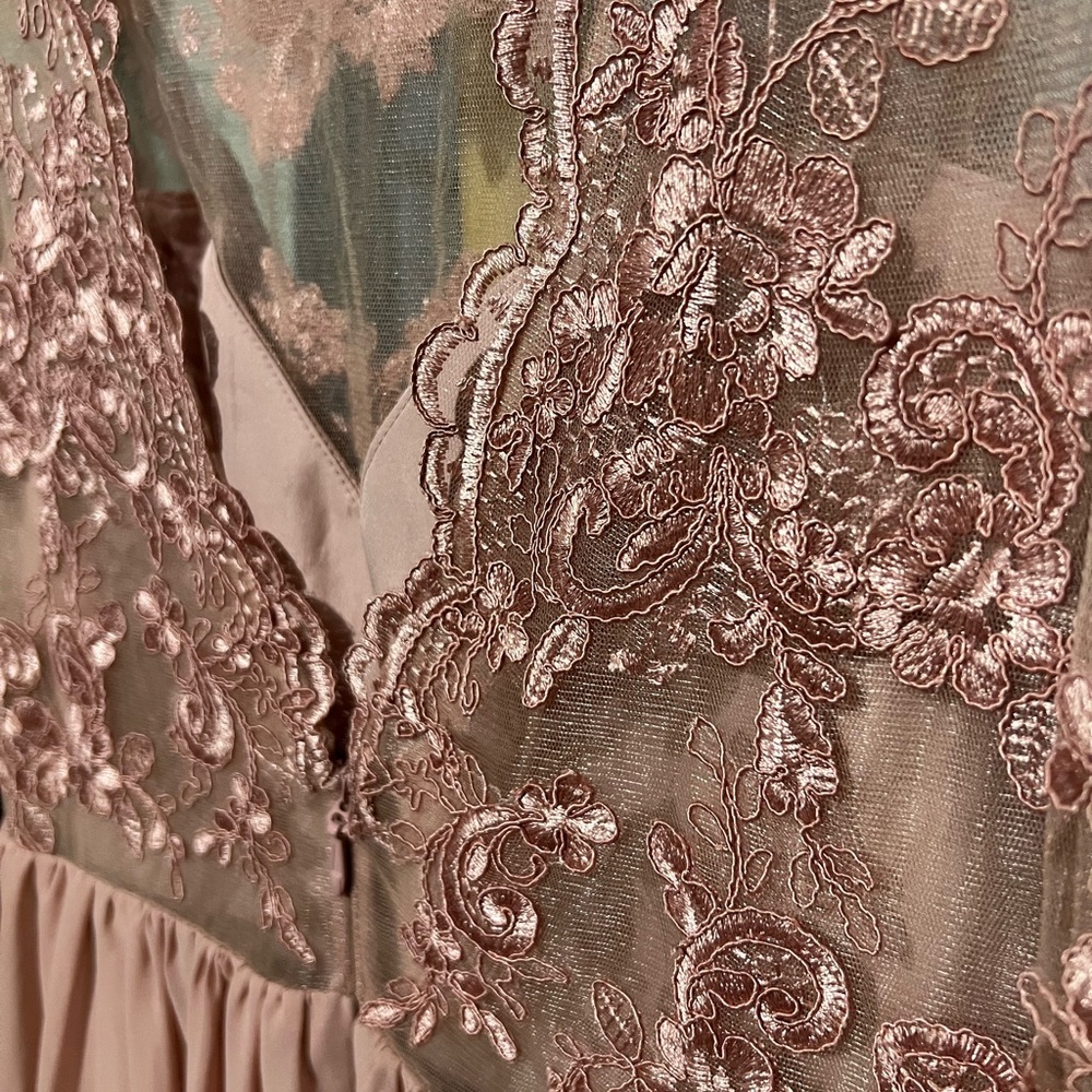 Azazie Dusty Rose Lace Formal Dress - Picture 3 of 7